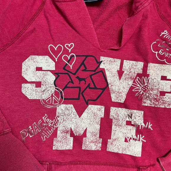 VS PINK Vneck hoodie peace save the planet - Picture 5 of 5